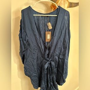 Nicholas K for free people navy silk jumpsuit. XS